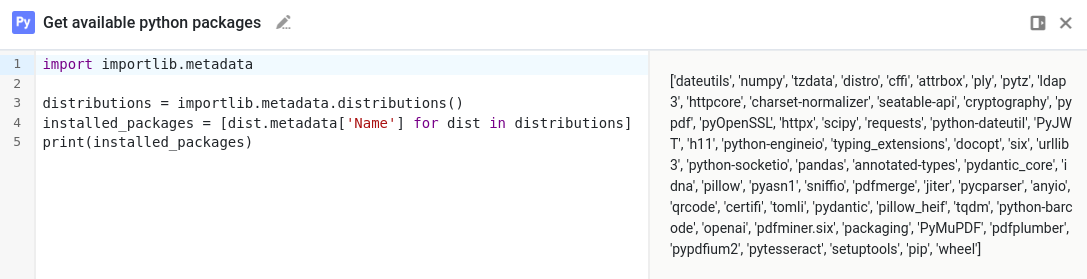 List of available python packages