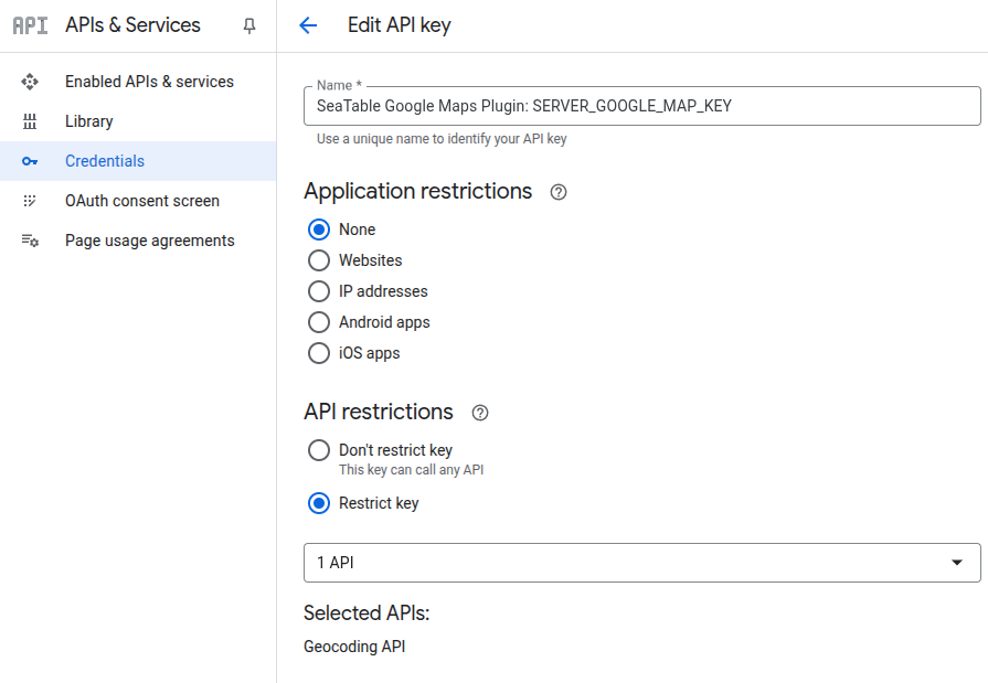 Permissions for SERVER_GOOGLE_MAP_KEY