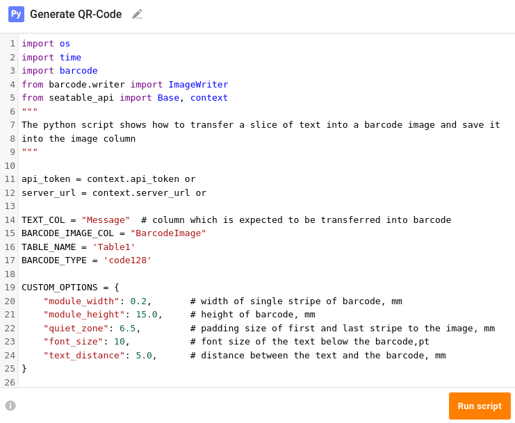 SeaTable Python Pipeline Page